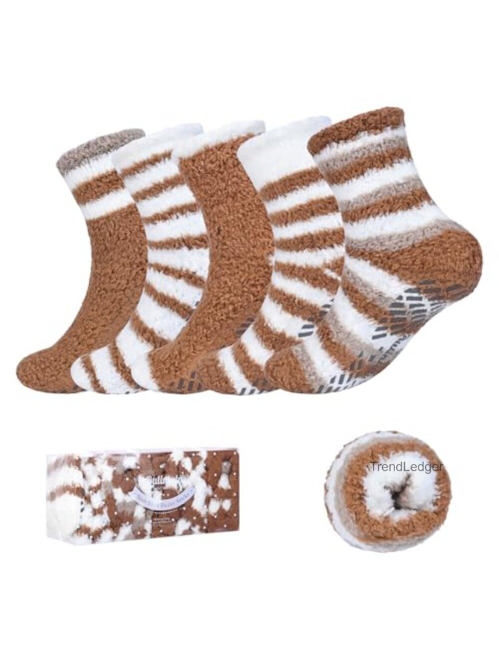 Fuzzy Slipper Socks with Grips Cozy Non Slip Sleep Socks